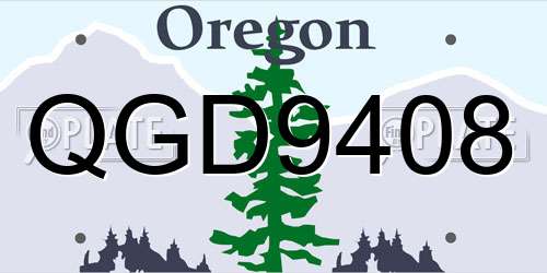 QGD9408 Oregon License Plate