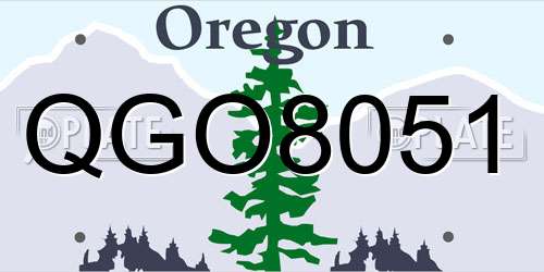 QGO8051 Oregon License Plate