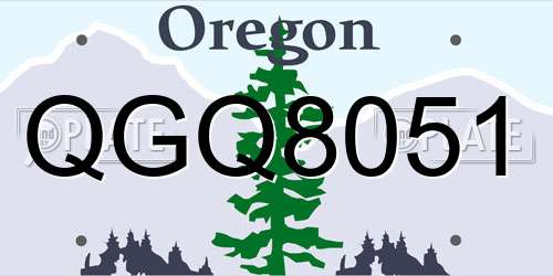 QGQ8051 Oregon License Plate