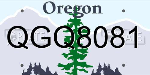 QGQ8081 Oregon License Plate