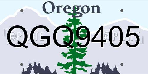 QGQ9405 Oregon License Plate