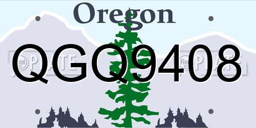 QGQ9408 Oregon License Plate