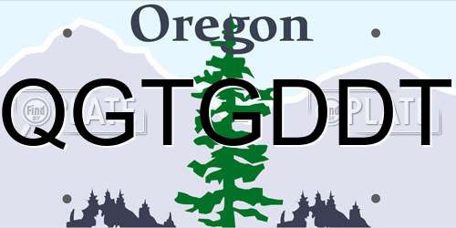 QGTGDDT Oregon License Plate