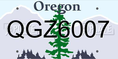 QGZ6007 Oregon License Plate