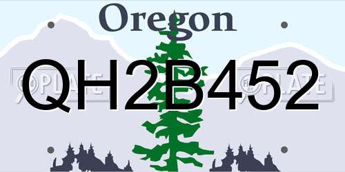 QH2B452 Oregon License Plate
