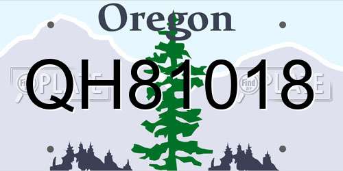 QH81018 Oregon License Plate