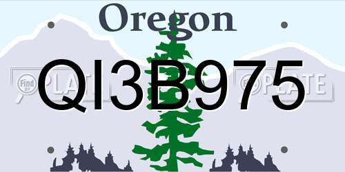 QI3B975 Oregon License Plate