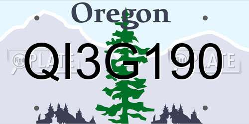 QI3G190 Oregon License Plate