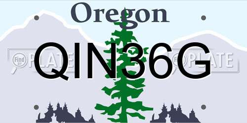 QIN36G Oregon License Plate