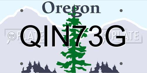 QIN73G Oregon License Plate