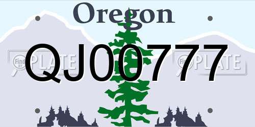 QJ00777 Oregon License Plate