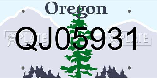 QJ05931 Oregon License Plate