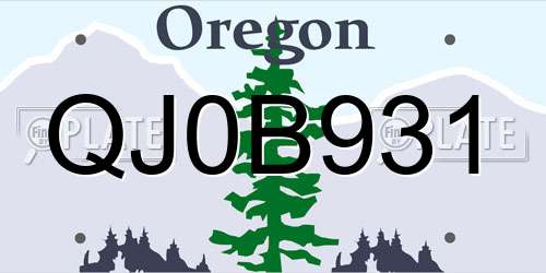 QJ0B931 Oregon License Plate