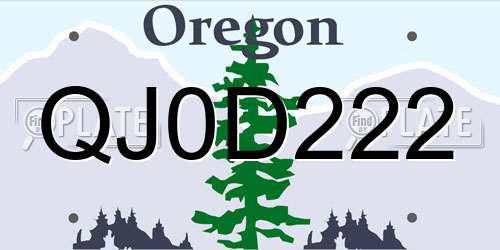 QJ0D222 Oregon License Plate