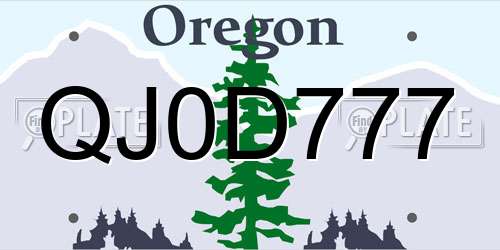 QJ0D777 Oregon License Plate