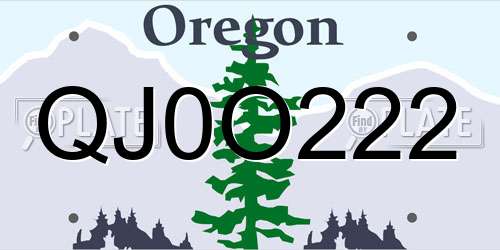 QJ0O222 Oregon License Plate
