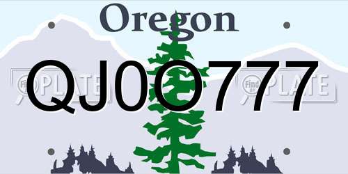 QJ0O777 Oregon License Plate