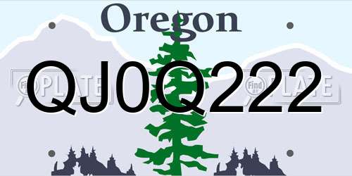 QJ0Q222 Oregon License Plate