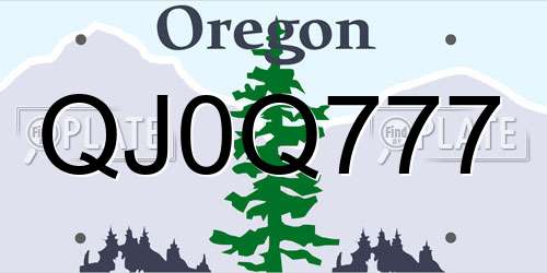 QJ0Q777 Oregon License Plate