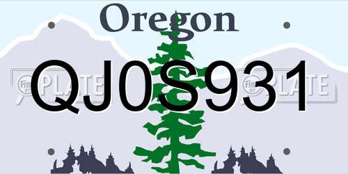 QJ0S931 Oregon License Plate