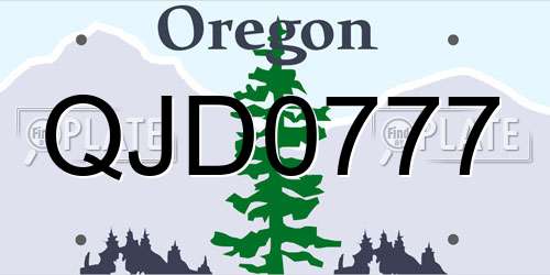 QJD0777 Oregon License Plate