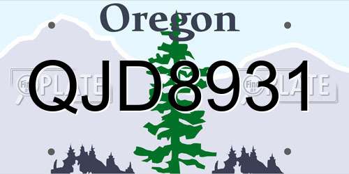 QJD8931 Oregon License Plate