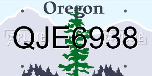 QJE6938 Oregon License Plate