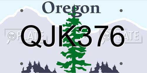 QJK376 Oregon License Plate