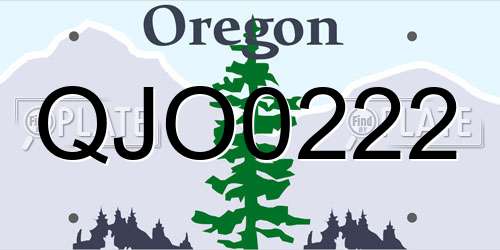 QJO0222 Oregon License Plate