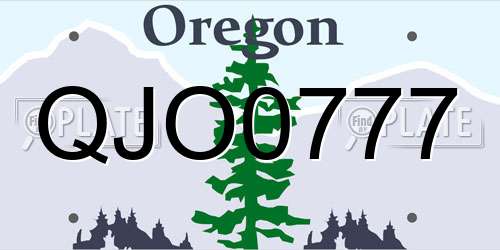 QJO0777 Oregon License Plate