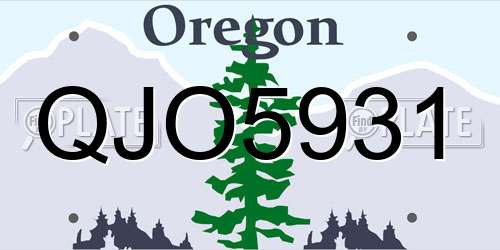 QJO5931 Oregon License Plate