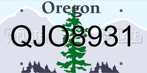 QJO8931 Oregon License Plate