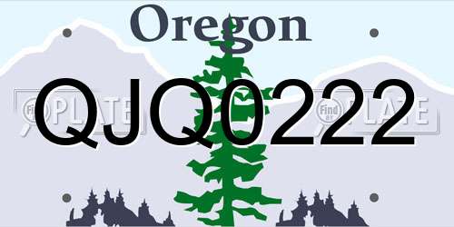QJQ0222 Oregon License Plate