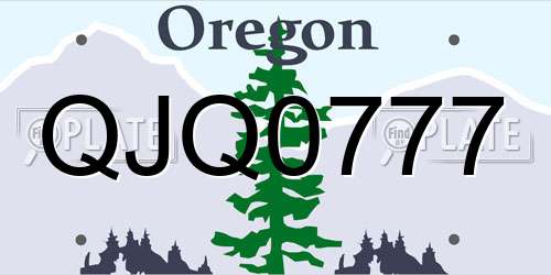 QJQ0777 Oregon License Plate