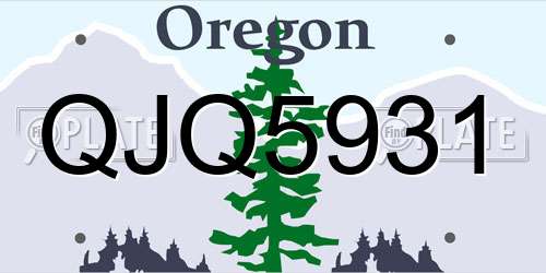QJQ5931 Oregon License Plate