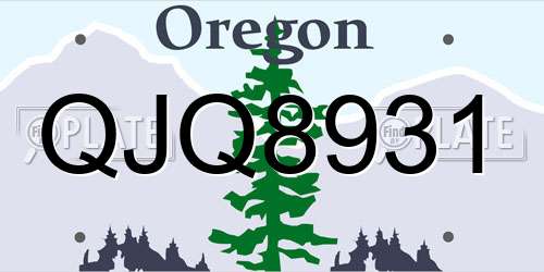 QJQ8931 Oregon License Plate