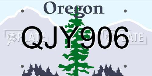 QJY906 Oregon License Plate