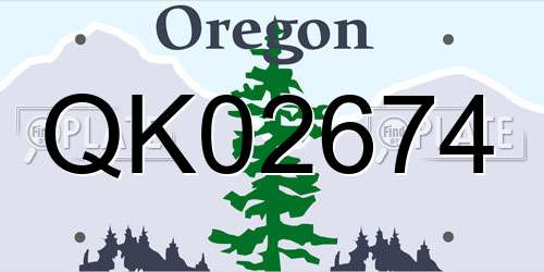 QK02674 Oregon License Plate