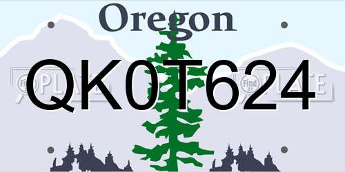 QK0T624 Oregon License Plate
