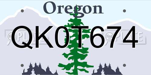 QK0T674 Oregon License Plate