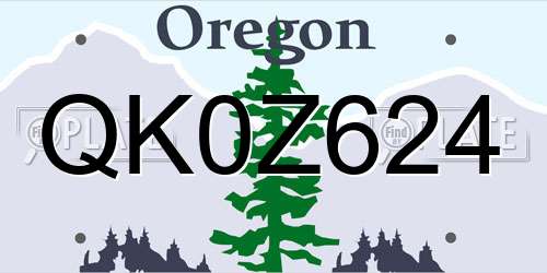 QK0Z624 Oregon License Plate