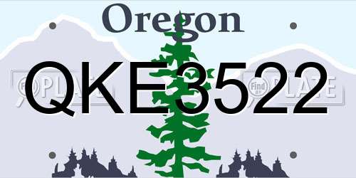 QKE3522 Oregon License Plate