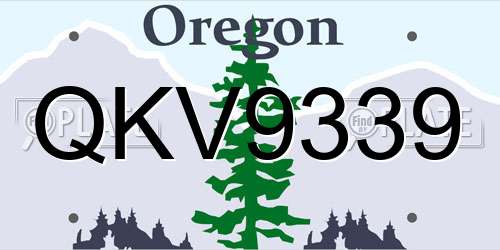 QKV9339 Oregon License Plate