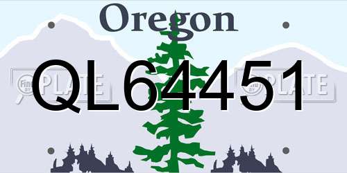 QL64451 Oregon License Plate