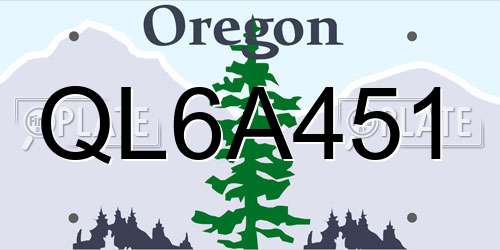 QL6A451 Oregon License Plate