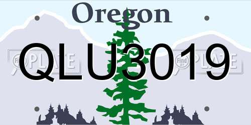 QLU3019 Oregon License Plate