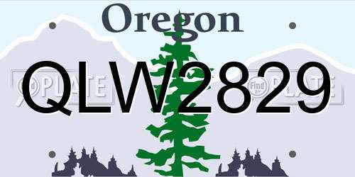 QLW2829 Oregon License Plate