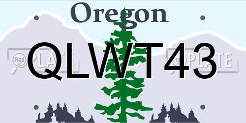 QLWT43 Oregon License Plate