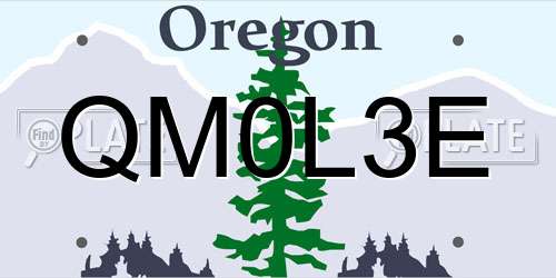 QM0L3E Oregon License Plate