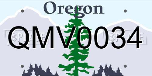 QMV0034 Oregon License Plate